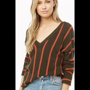 Forever 21 Striped Oversized Boyfriend Swe…